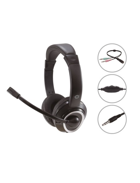 ÷ Headset conceptronic polona conexion jack 3.5mm microfono flexible control de volumen incluye adapta