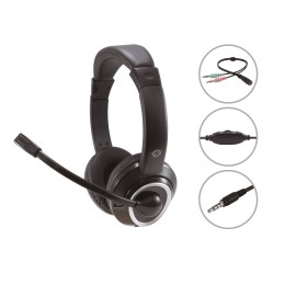 ÷ Headset conceptronic polona conexion jack 3.5mm microfono flexible control de volumen incluye adapta