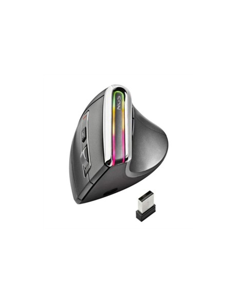 Raton Vertical Inalambrico Ngs Evo Karma / BT 5.0 / 3200 Dpi / Recargable / Luces Led / Gris