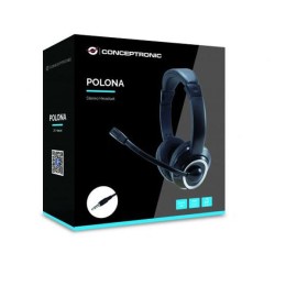 ÷ Headset conceptronic polona conexion jack 3.5mm microfono flexible control de volume color negro
