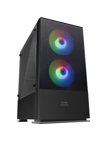 ÷ Caja microatx gaming mars gaming mcz black frontal mesh con 2xventilador rgb ventana lateral total u