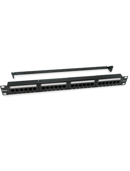 ÷ Patch panel 24 puertos utp categoria 6 1u color negro