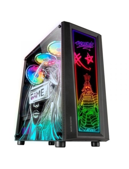 ÷ Caja atx semitorre gaming mars gaming mc-art black lateral y frontal personalizable con iluminacion 