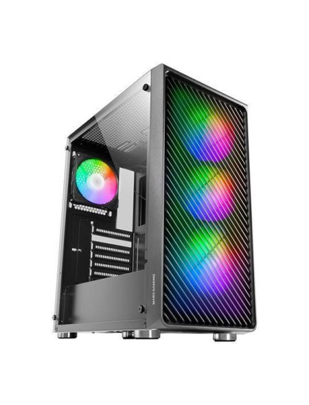 ÷ Caja atx semitorre gaming mars gaming mc-f black frontal metal mesh 3 ventiladores argb 120mm +1 tra