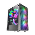 ÷ Caja atx semitorre gaming mars gaming mc-f black frontal metal mesh 3 ventiladores argb 120mm +1 tra