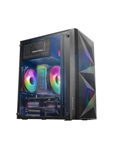 ÷ Caja microatx gaming mars gaming mc-me black frontal mesh con 2 ventiladores frgb 120mm lateral de c
