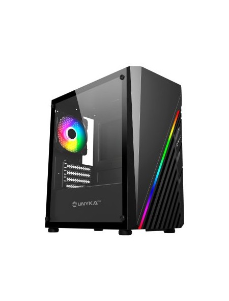 ÷ Caja micro atx gaming unyka mini glayze led frontal argb cristal lateral templado 