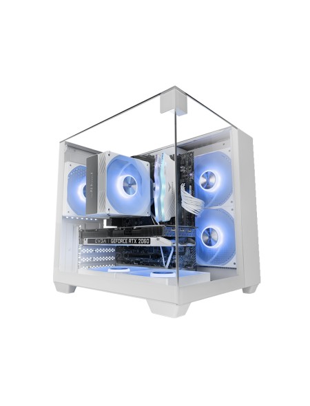 ÷ Caja microatx gaming mars gaming mcvisionmw triple cristal templado gpu 330mm 1x3.5 1x2.5 blanco