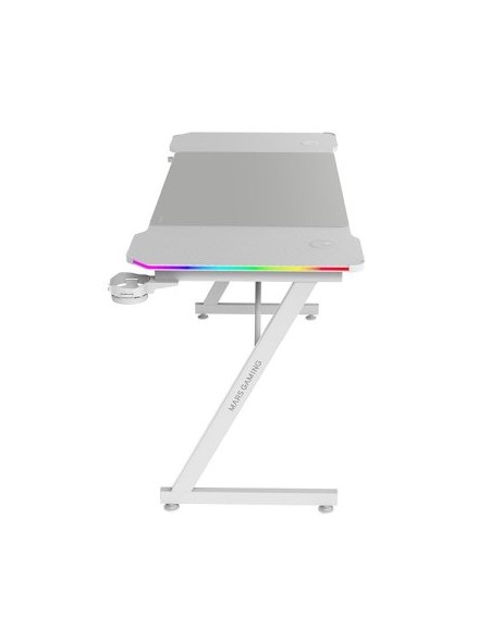 ÷ Mesa mars gaming mgdx140rgbw chasis acero 140x60x75 fibra de carbono rgb mando gestion cables blanco