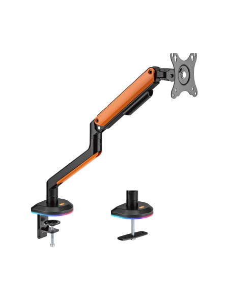 ÷ Aisens - soporte de mesa rgb gaming contrapeso giratorio e inclinable para monitor/tv 9kg (3 pivotes, 1 brazo) de 17-32, negro-naranja