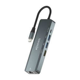 ÷ Aisens - usb-c dock 5 en 1, usb-c a 1xhdmi, 1xrj45, 2xusb, 1xpd, gris, 15cm