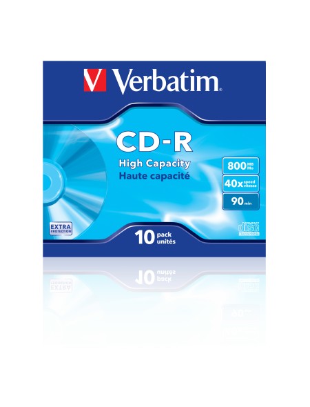 ÷ Verbatim cd-r 800mb 90min 40x datalife extra protection (pack 10 unidades)