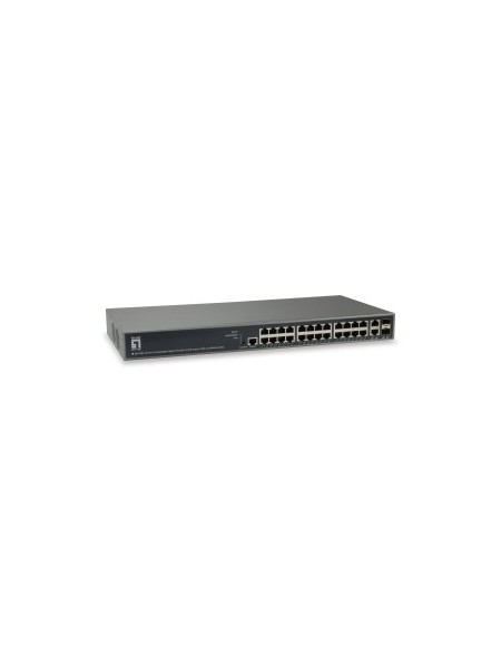 ÷ Switch gestionable levelone l3 gep-2682 26p 24xgb poe 2x rj45/sfp 370w