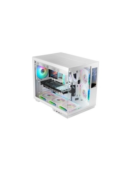 ÷ Caja atx cube mars gaming mcmirage blanco cristal continuo lcd gpu 400mm 1x3.5 2x2.5 