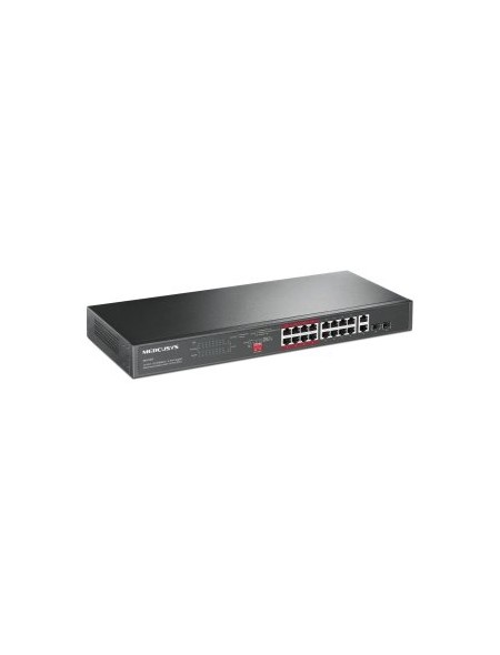 ÷ Switch no gestionable mercusys ms118cp 18p 16xrj45 100mbps poe+ 2x1gbps 2xsfp 1gbps enrackable
