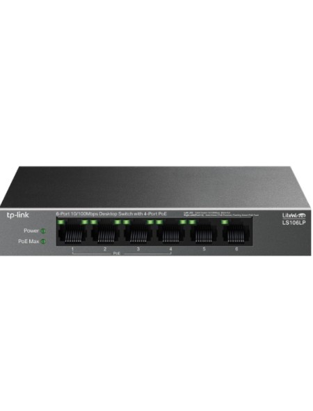 ÷ Switch no gestionable tp-link ls106lp litewave 6p 10/100 4p poe+ sobremesa carcasa metal no rack