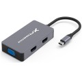 Hub Adaptador Type-C 5 en 1 Phoenix / 2x Hdmi 4K / 1x VGA / Type-C PD 60w / 1x Usb 3.0 / Aluminio / PHHUBTYPEC5IN1