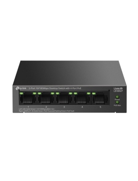 ÷ Switch no gestionable tp-link ls105lp litewave 5p 10/100 4p poe+ sobremesa carcasa metal no rack