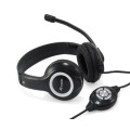 ÷ Headset usb equip life microfono flexible control de volumen color negro / blanco promo
