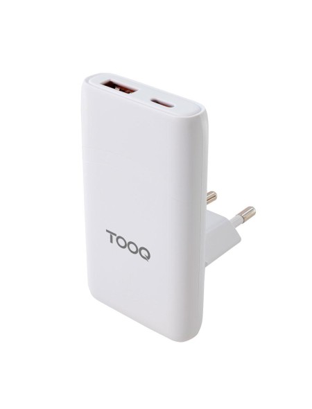 Cargador de red Usb + Type-C / GaN 65W / PD+ QC / Blanco / TQWC-GANSL65W1A1C / Tooq