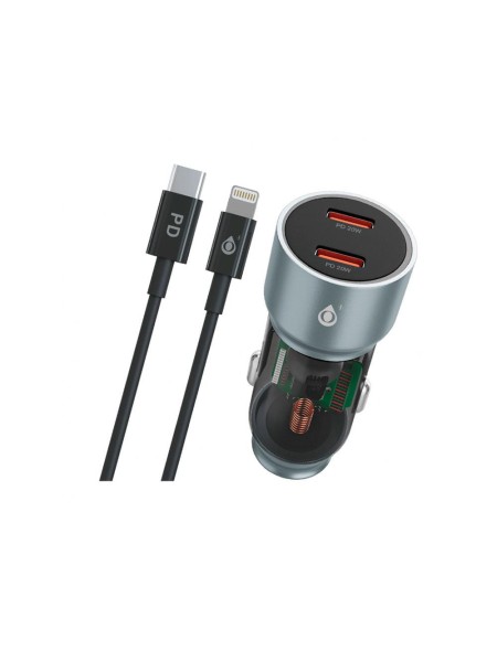 Cargador de coche-mechero Type-C x2 + Cable Lightning / 40W / NA0571 / Negro / One+