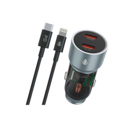 Cargador de coche-mechero Type-C x2 + Cable Lightning / 40W / NA0571 / Negro / One+