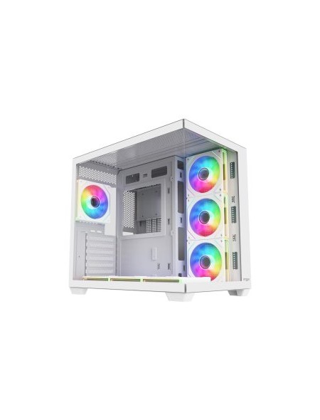 ÷ Caja atx fsp m341 cristal templado dual chamber 7xargb disipador max 160mm gpu max 410mm blanco