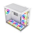 ÷ Caja atx fsp m341 cristal templado dual chamber 7xargb disipador max 160mm gpu max 410mm blanco