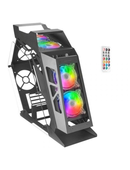 ÷ Caja microatx gaming mars gaming mc61 black dise?o premium controladora argb con mando 4 ventiladore