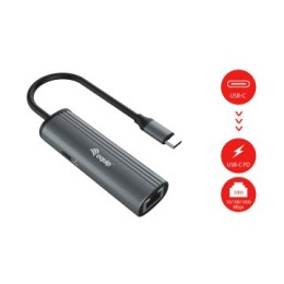 ÷ Adaptador usb-c equip 133486 a 1xusb-c pd 100w 1x1gb rj45 wakeonlan