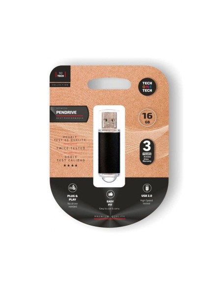 Pendrive Tech One Tech USB 2.0 Basic / 16Gb / Negro / TEC3006-16