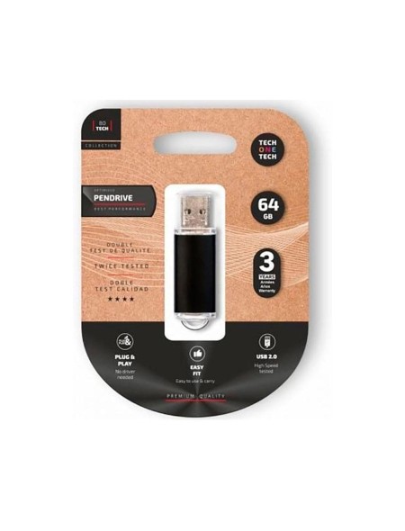 Pendrive Tech One Tech USB 2.0 Basic / 64Gb / Negro / TEC3008-64