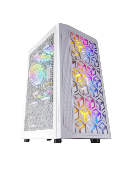 ÷ Caja microatx gaming mars gaming mcmesh white dise?o compacto frontal mesh con 3 ventiladores de 120