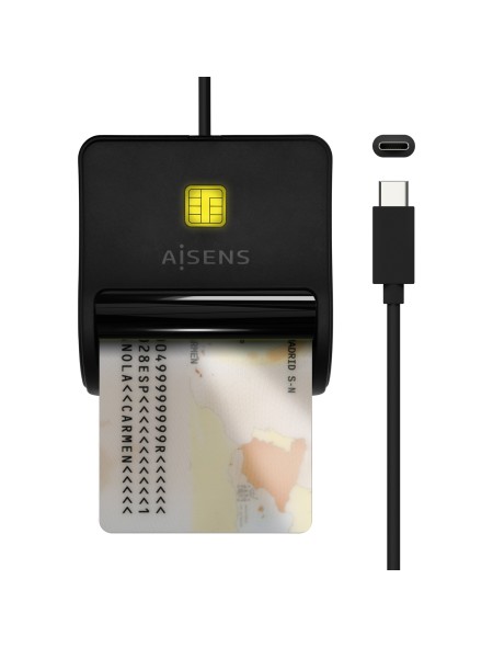 ÷ Aisens lector de tarjeta dni usb-c, negro