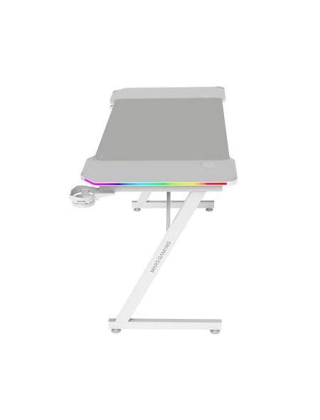 ÷ Mesa mars gaming mgdx120rgbw chasis acero 120x60x75 fibra de carbono rgb mando gestion cables blanco