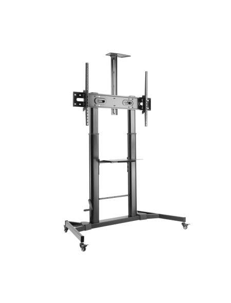 ÷ Aisens soporte de suelo eco con ruedas y manivela, bandeja para dvd y soporte de camara para monitor/tv 100kg de 60-100, negro