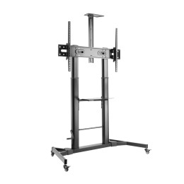 ÷ Aisens soporte de suelo eco con ruedas y manivela, bandeja para dvd y soporte de camara para monitor/tv 100kg de 60-100, negro