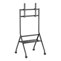 ÷ Aisens - soporte de suelo eco con rueda, 1 bandeja para pantalla interactiva/tv 80kg de 37-86, negro