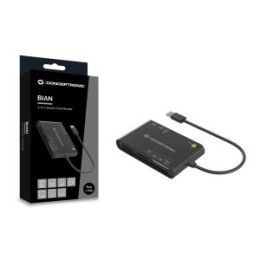 ÷ Card reader externo concentronic bian010b usb-c y usb-a sd, sdhc, sdxc, micro sd, mmc,ms, cf, xd