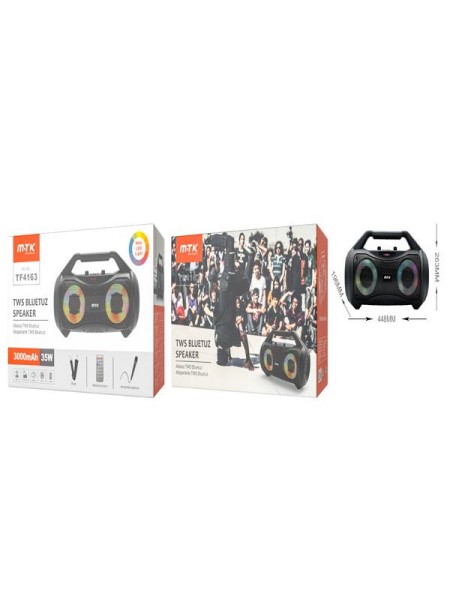 Altavoz Bluetooth Karaoke TF4163 / Luz Led / 35w / Fm / Usb / Aux / Incluye Mando y Microfono / MTK