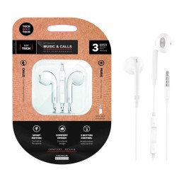 Auriculares Intrauditivos earTECH / Micrófono / Jack 3.5 / 1.2m / Blancos / TEC1001 / Tech One Tech