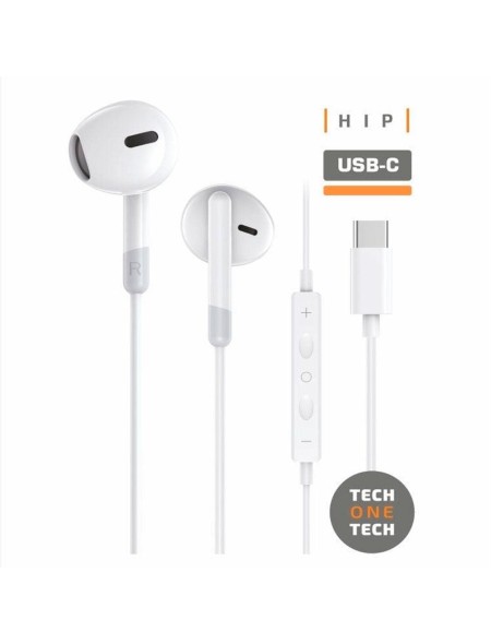 Auriculares Intrauditivos Type-C earTECH HIP / Micrófono / 1.2m / Blancos / TEC1301 / Tech One Tech