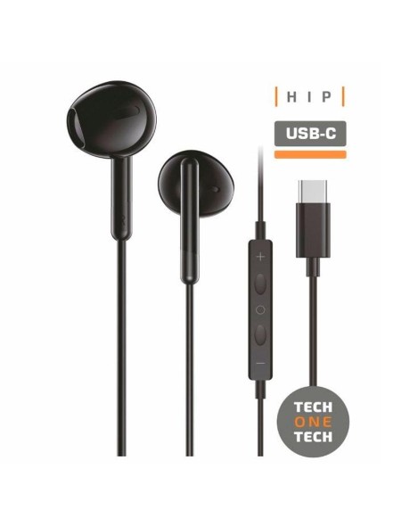 Auriculares Intrauditivos Type-C earTECH HIP / Micrófono / 1.2m / Negros / TEC1302 / Tech One Tech