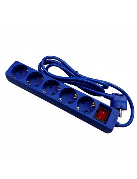 Regleta 5 tomas Phasak / Con Interruptor / 1.8 m /  Azul / BN 0825