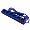 Regleta 5 tomas Phasak / Con Interruptor / 1.8 m /  Azul / BN 0825