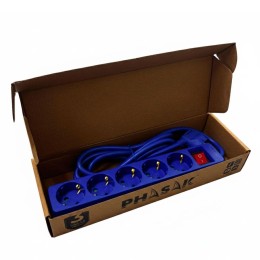 Regleta 5 tomas Phasak / Con Interruptor / 1.8 m /  Azul / BN 0825