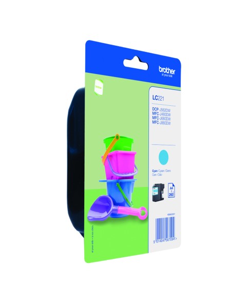 ÷ Tinta original brother lc221cbp cian 3.9ml + alarma