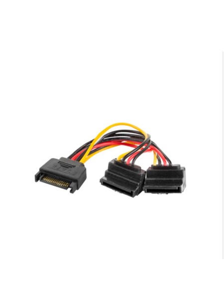 Cable alimentacion Sata macho a 2x Sata hembra 15cm / Lanberg  CA-SASA-10CU-0015