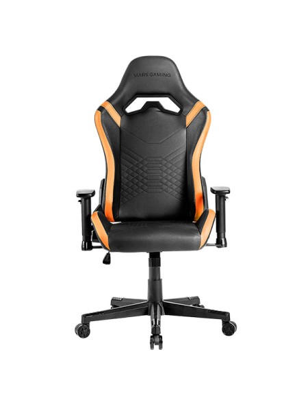 ÷ Silla gamer mars gaming mgcprobo negra con detalle naranjas brazos regulables en altura reclinable 1