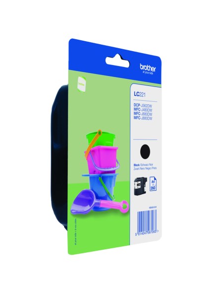 ÷ Tinta original brother lc221bkbp negro 7.1ml + alarma